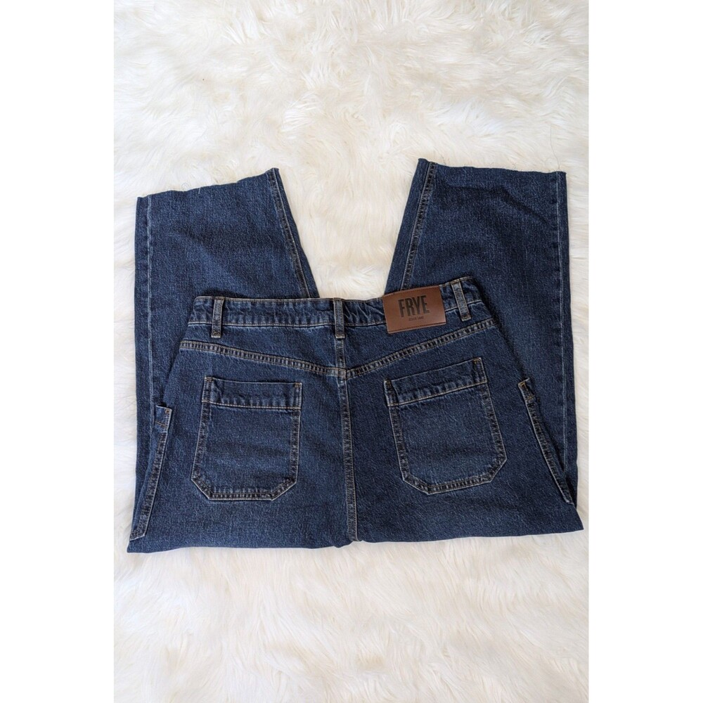 FRYE AND CO High Rise Barrel Utility Jeans Size 8 Medium Wash Wide Leg Crop Raw - Picture 9 of 10